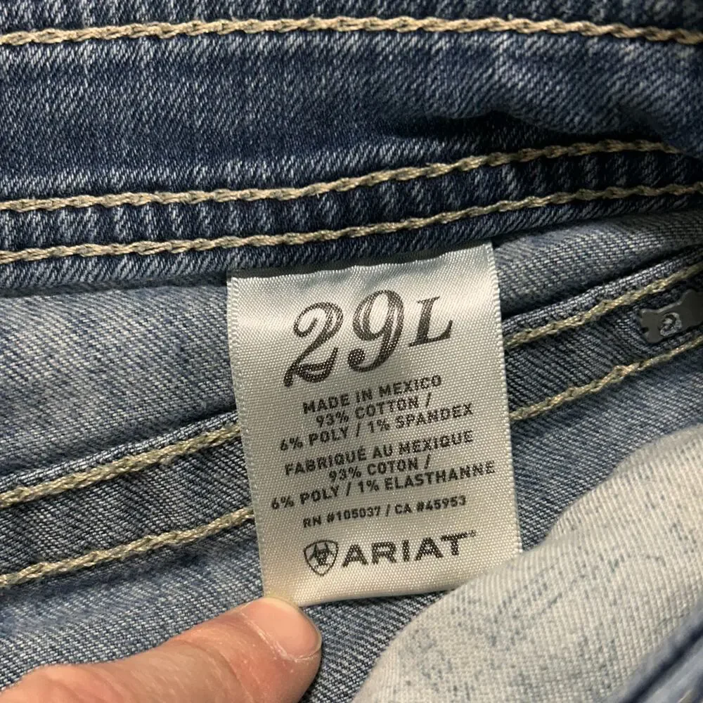 Ariat Denim Embroidered Studded Low Rise Bootcut Jeans Turquoise Wms 29 Western